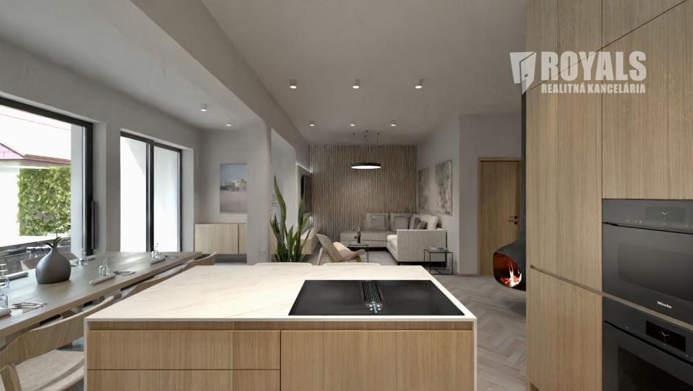 Skolaudovaná novostavba moderného domu, záhrada, terasa, Jarovce